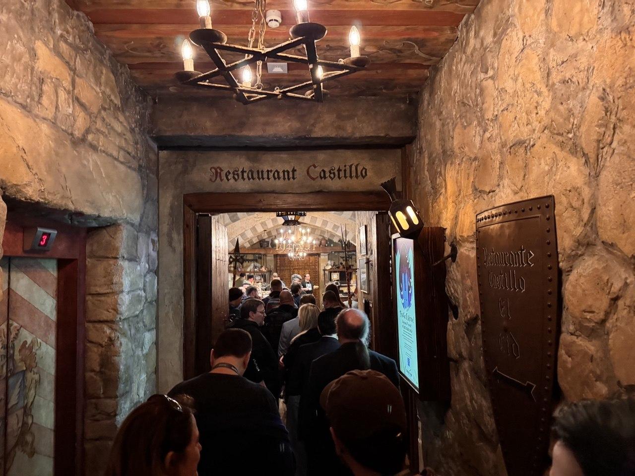Stone entrance hallway leading into Restaurant Castillo at Europa-Park